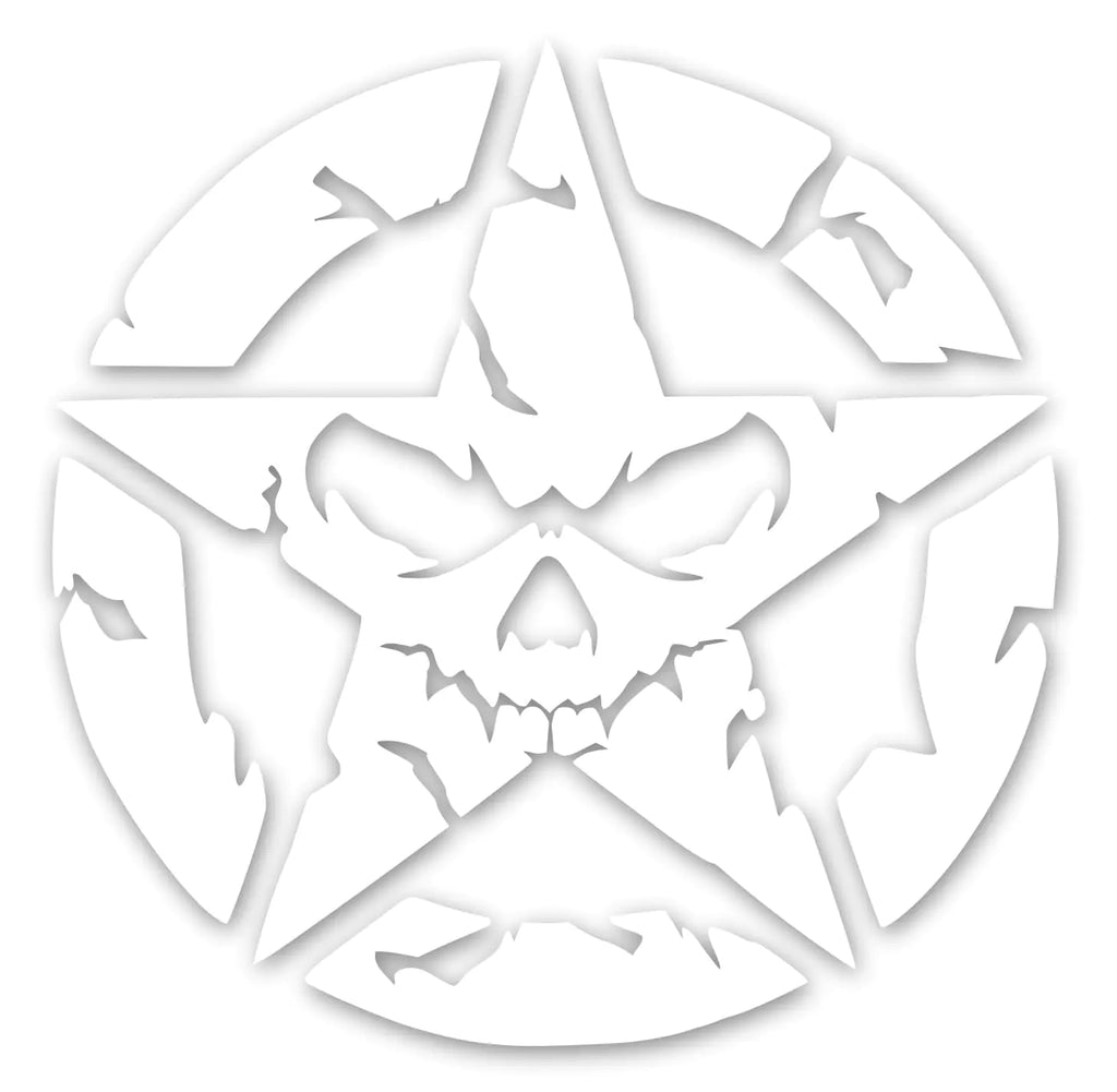 UR Impressions Star Skull Face Decal Sticker Vinyl Graphics for Car Truck SUV Motorcycle Window|White|5.5 inch|URI084